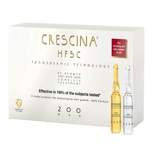 Crescina HFSC Transdermic Complete 200 haj újranövekedést serkentő és hajhullás elleni komplex kezelés férfiaknak