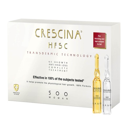 Crescina HFSC Transdermic Complete 500 haj újranövekedést serkentő és hajhullás elleni komplex kezelés nőknek
